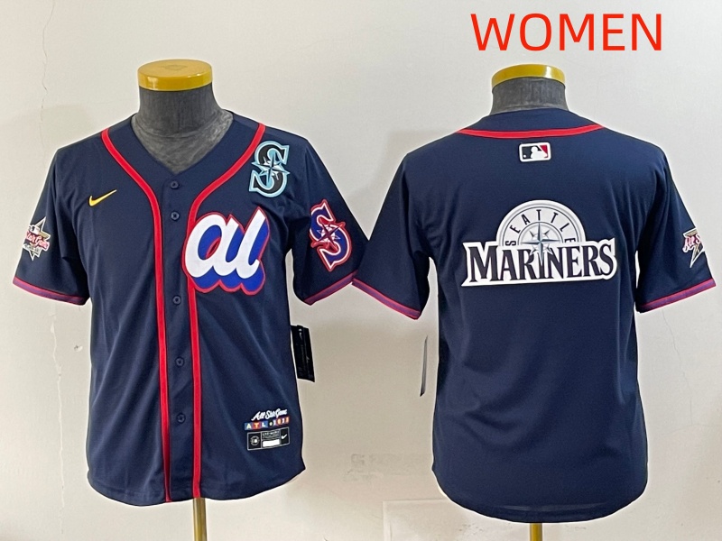 Women 2025 Seattle Mariners Blank Drak Blue All star Blank Blue Nike MLB Jersey style 2